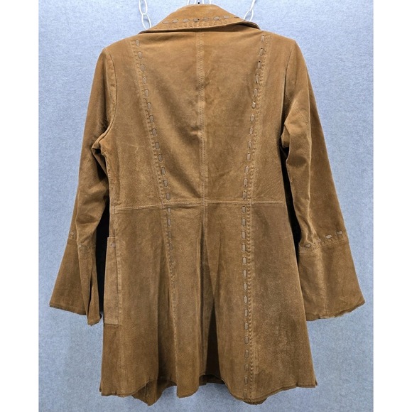 Vintage Chi by Falchi Sueded Leather Western Jacket Women S Brown Boho - Picture 5 of 11